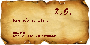 Korpás Olga névjegykártya